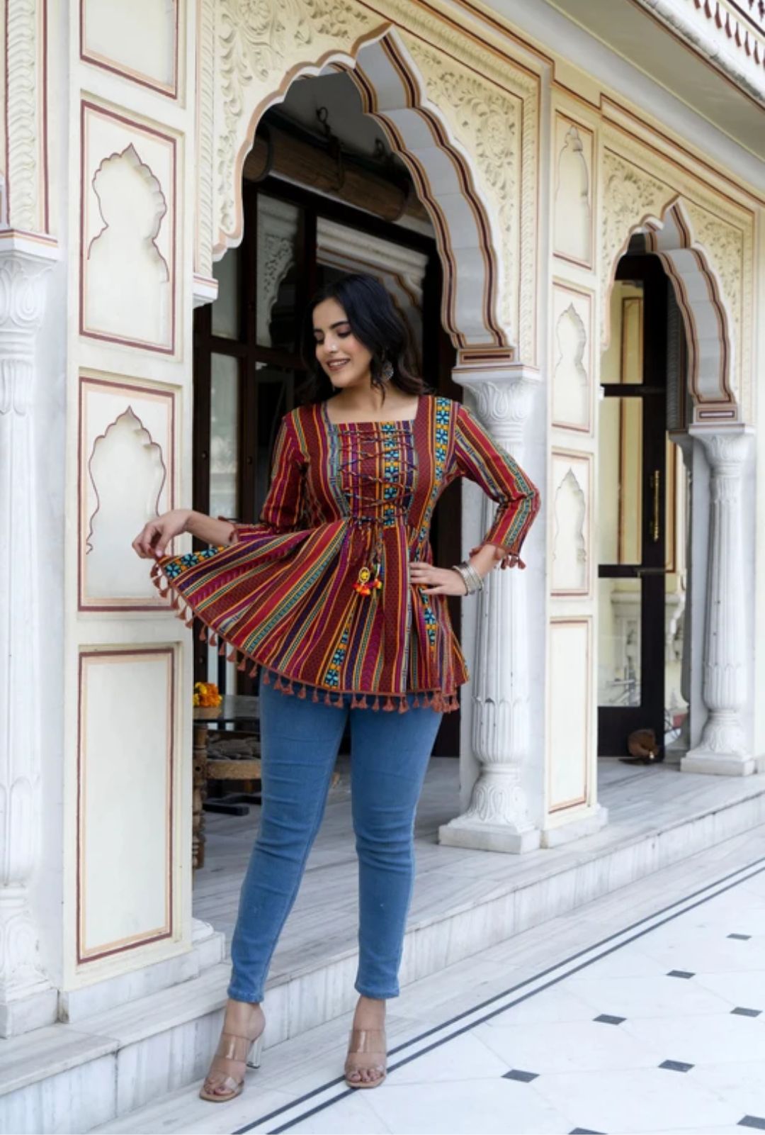 Casual Regular Sleeves Printed Women Multicolour Top