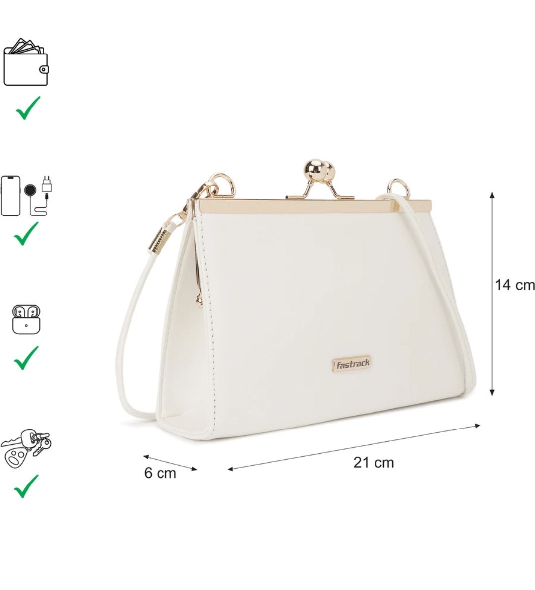 FASTRACK:- Women Party White Clutch