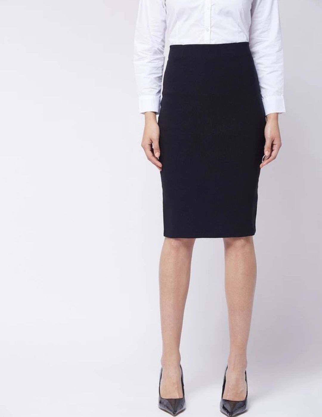 Women Solid Pencil Black Skirts