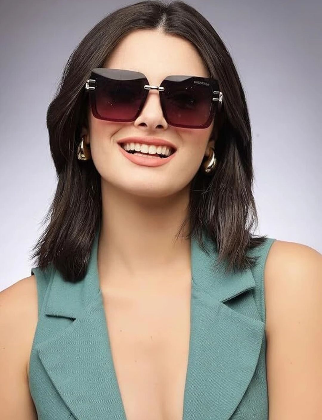 UV Protection Retro Square Sunglasses for Women ( Purple)