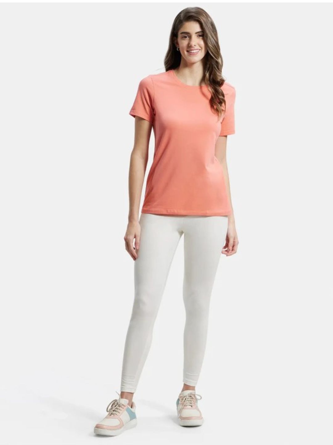 Jockey:- Ankle length Western wear Legging ( White, Solid)