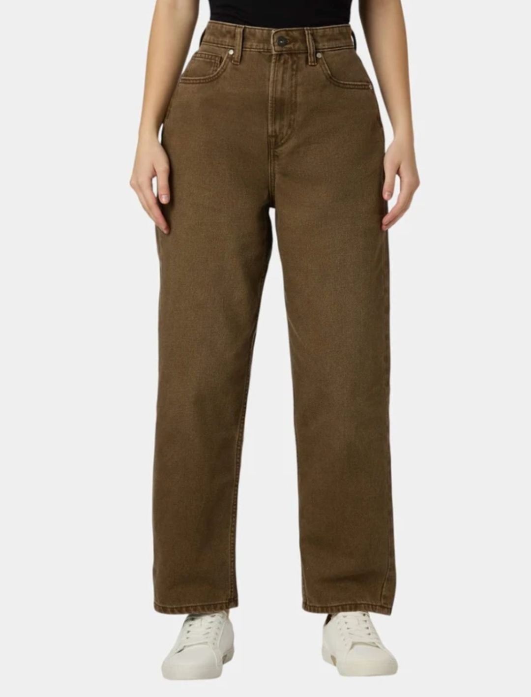 Pape Jeans:- Women Tapered Fit High Rise Brown Jeans