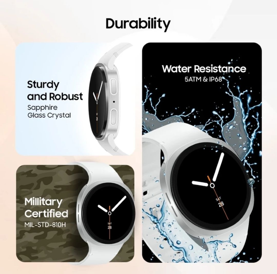 Samsung:- Samsung Galaxy watch 8 for Men (Dark Grey strap,small)