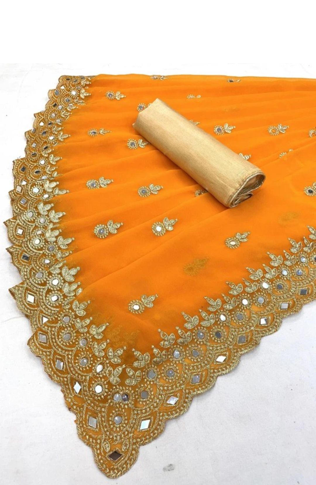 Embroidered Bollywood Georgette Saree (Orange)