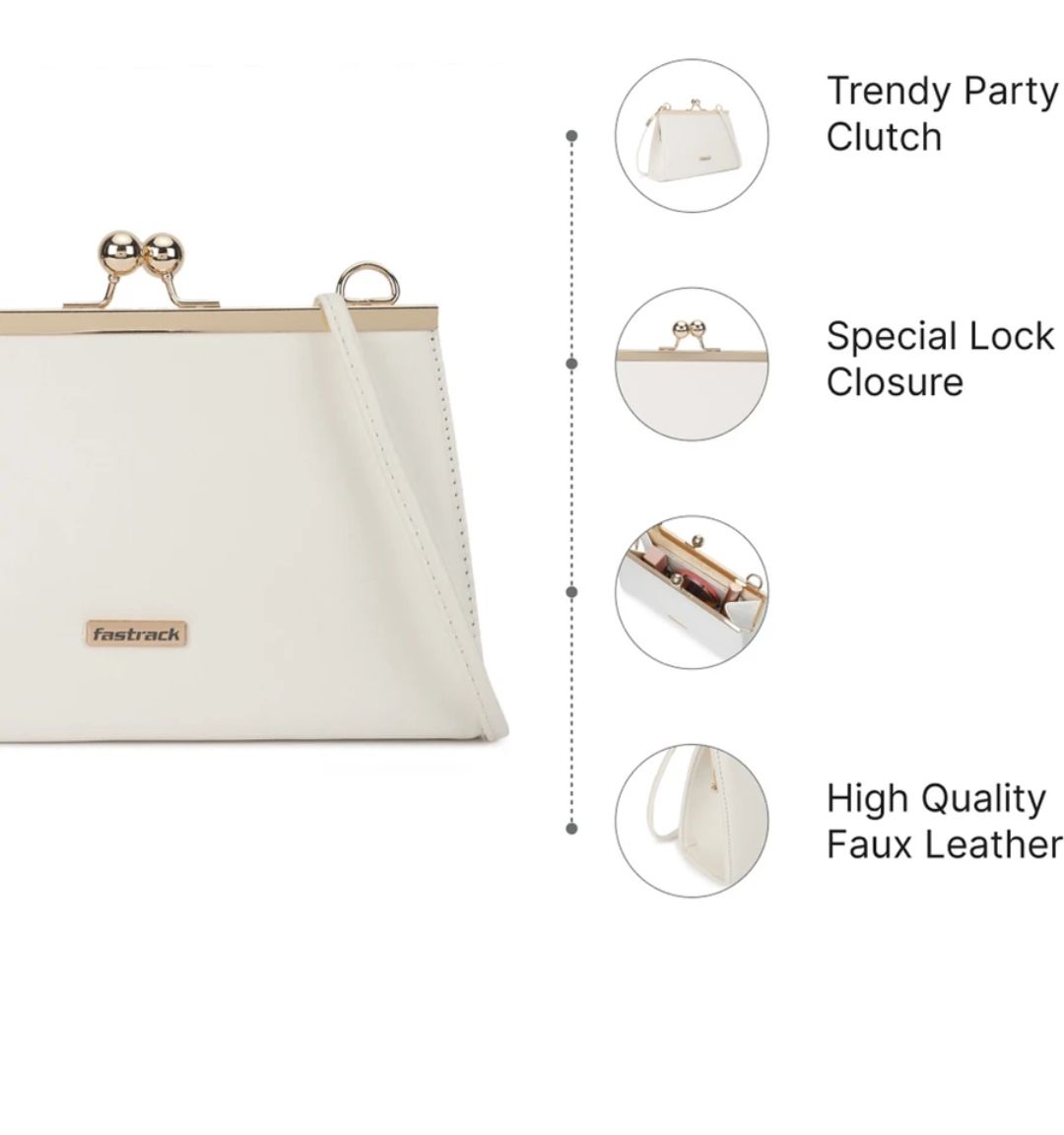 FASTRACK:- Women Party White Clutch