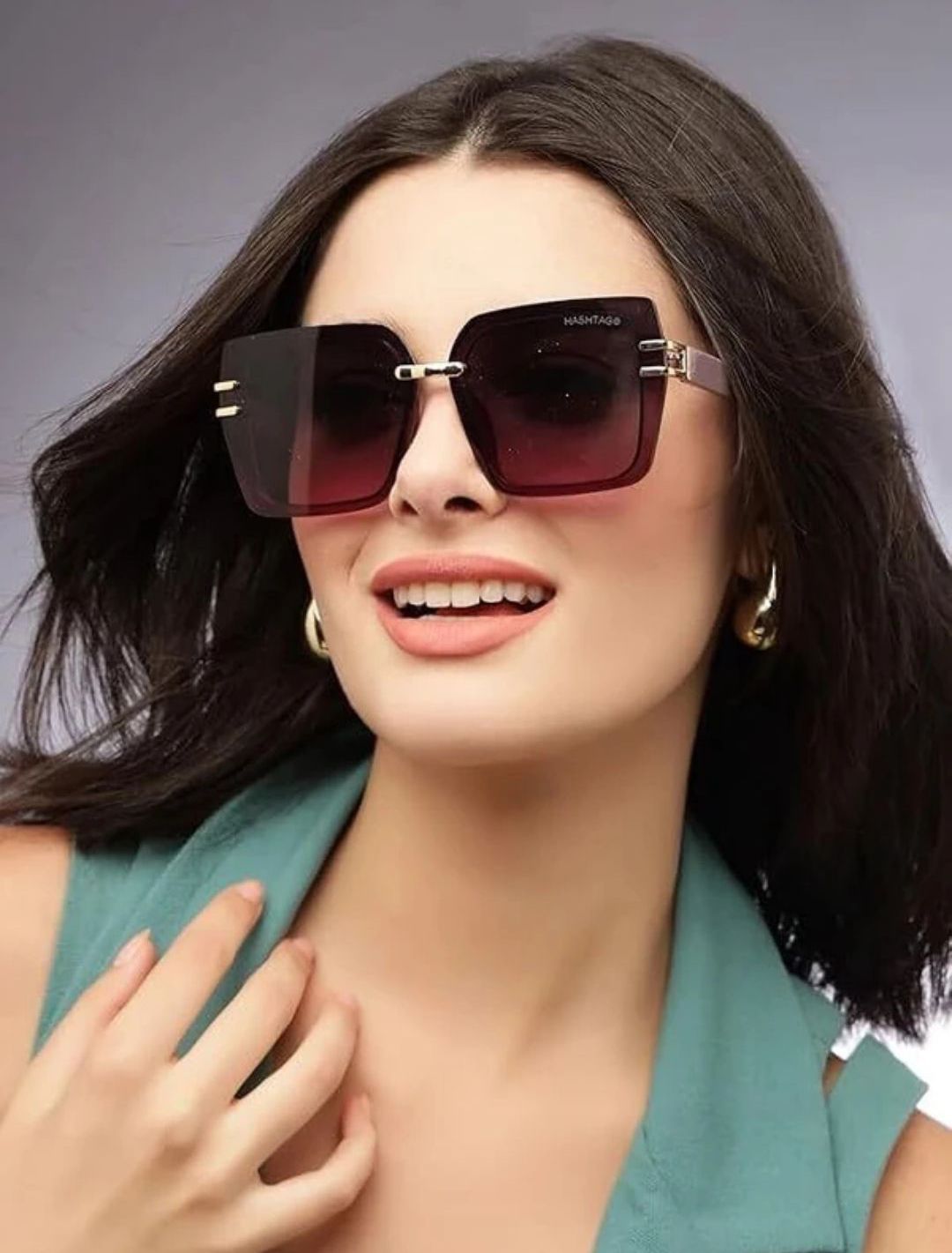 UV Protection Retro Square Sunglasses for Women ( Purple)