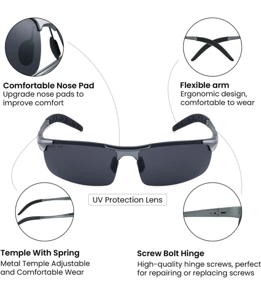 ROYAL SON:- Polorised, UV Protection Sports Sunglasses (for men- Black)