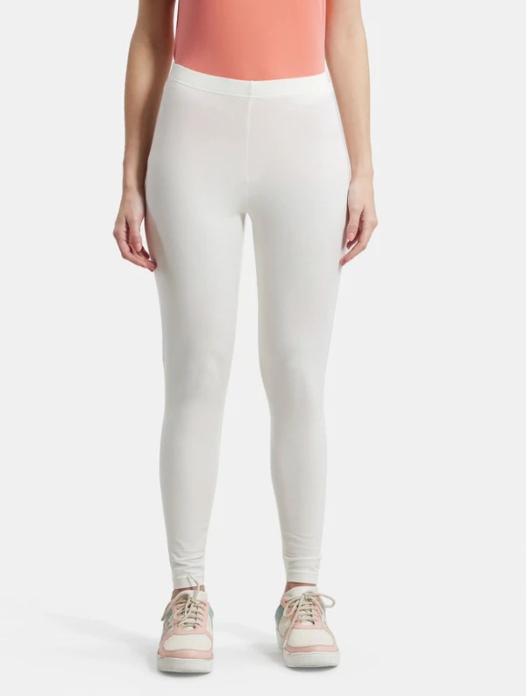 Jockey:- Ankle length Western wear Legging ( White, Solid)