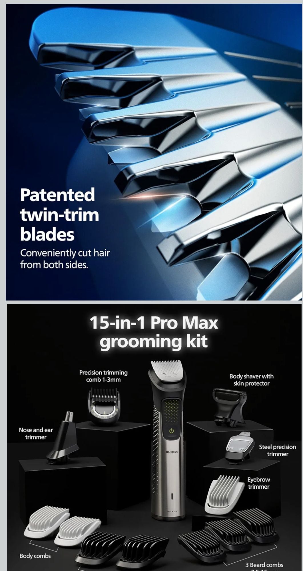 Philips No.1 Men's Trimmer|Pro Beardsense Technology ( Black) 3 Years Warranty