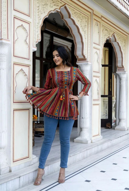 Casual Regular Sleeves Printed Women Multicolour Top