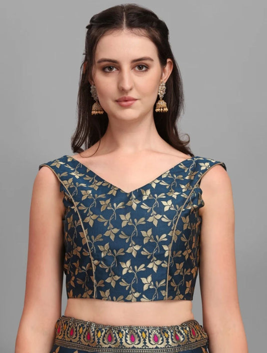 Solid Semi Stitched Lehenga Choli (Rama)