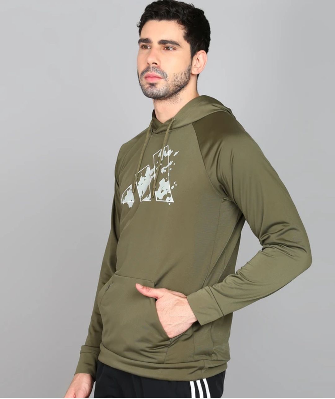 Addidas:- Men Full Sleeves Printed Hooded Sweatshirt