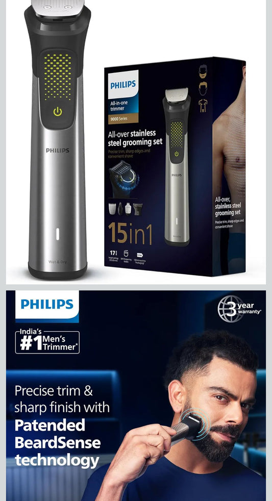 Philips No.1 Men's Trimmer|Pro Beardsense Technology ( Black) 3 Years Warranty