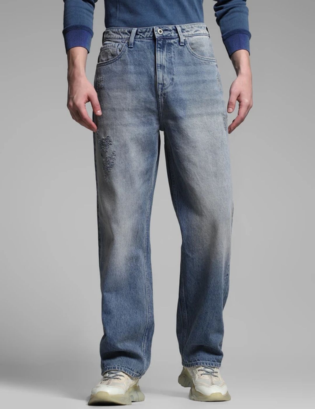 JACK & JONES:-Men Loose Fit High Rise  Light Blue Jeans
