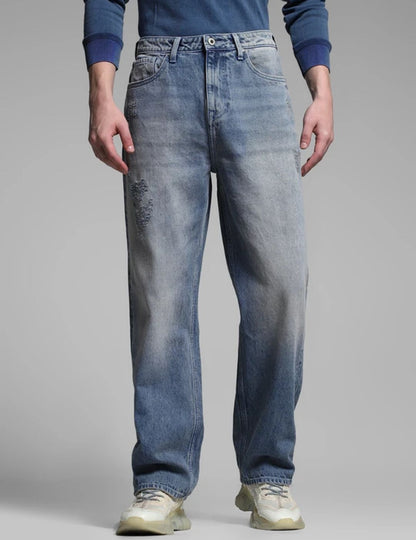 JACK & JONES:-Men Loose Fit High Rise  Light Blue Jeans