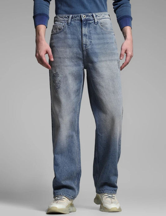 JACK & JONES:-Men Loose Fit High Rise  Light Blue Jeans