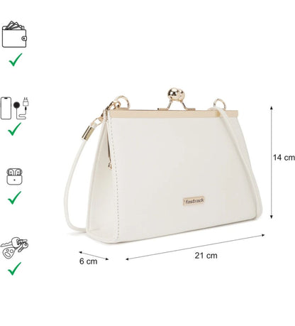 FASTRACK:- Women Party White Clutch