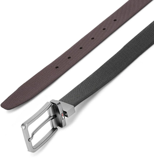TOMMY HILFIGER:- Men Casual Genuine Leather Reversible Formal Black Belt
