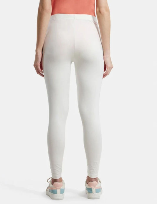 Jockey:- Ankle length Western wear Legging ( White, Solid)