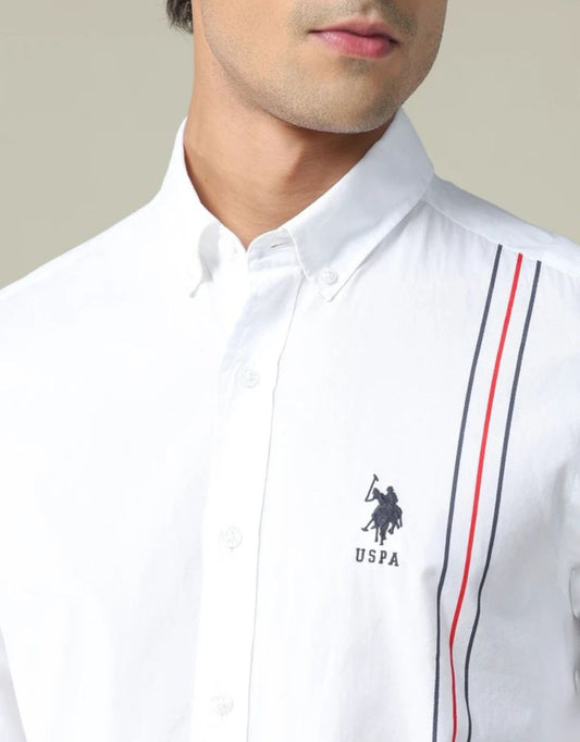 U.S.PoLO ASSN- Men Regular Fit Solid Spread Collar Casual Shirts