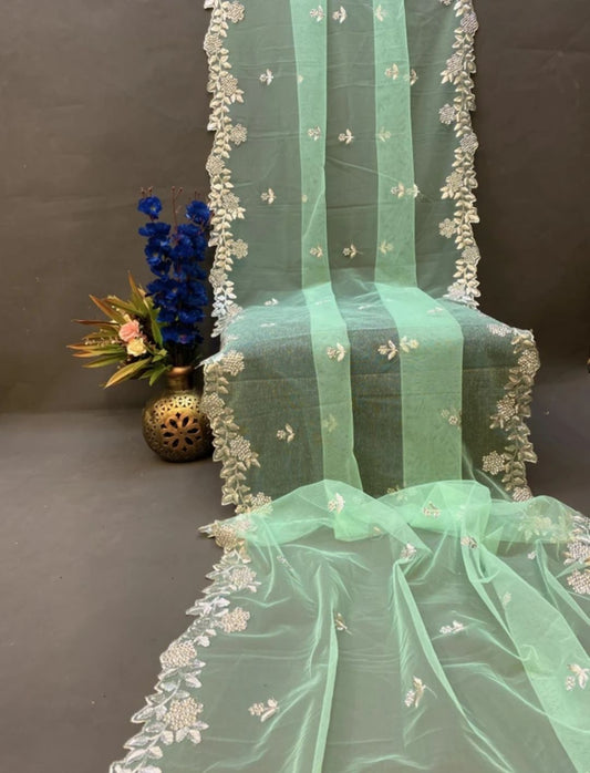 New Embroidered Light Green Women Dupatta