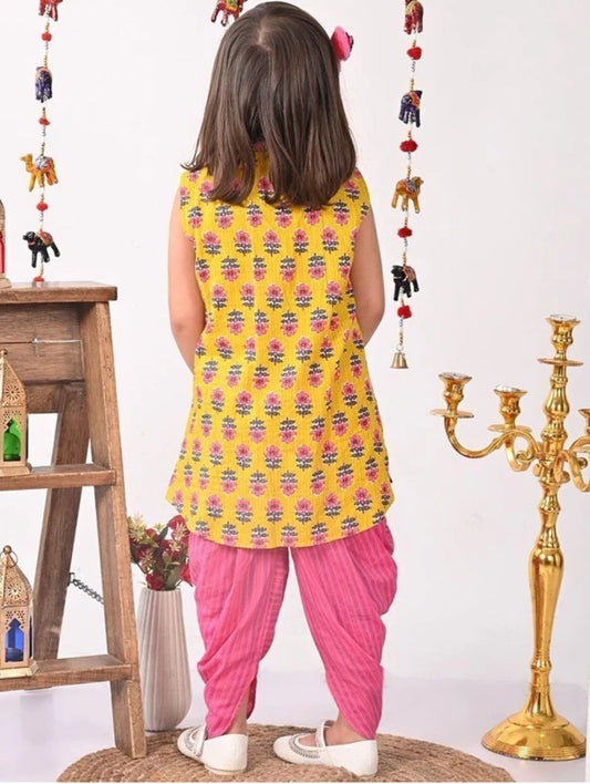 Girls Festive & Party Kurta & Payjama Set ( Yellow Pack)