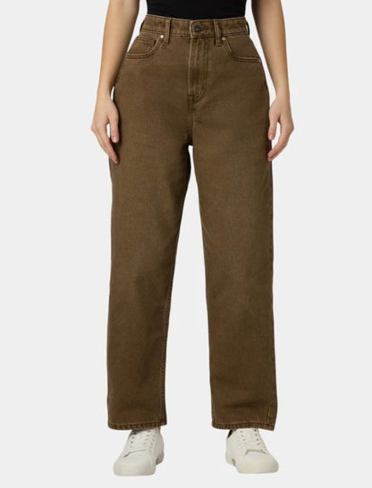 Pape Jeans:- Women Tapered Fit High Rise Brown Jeans