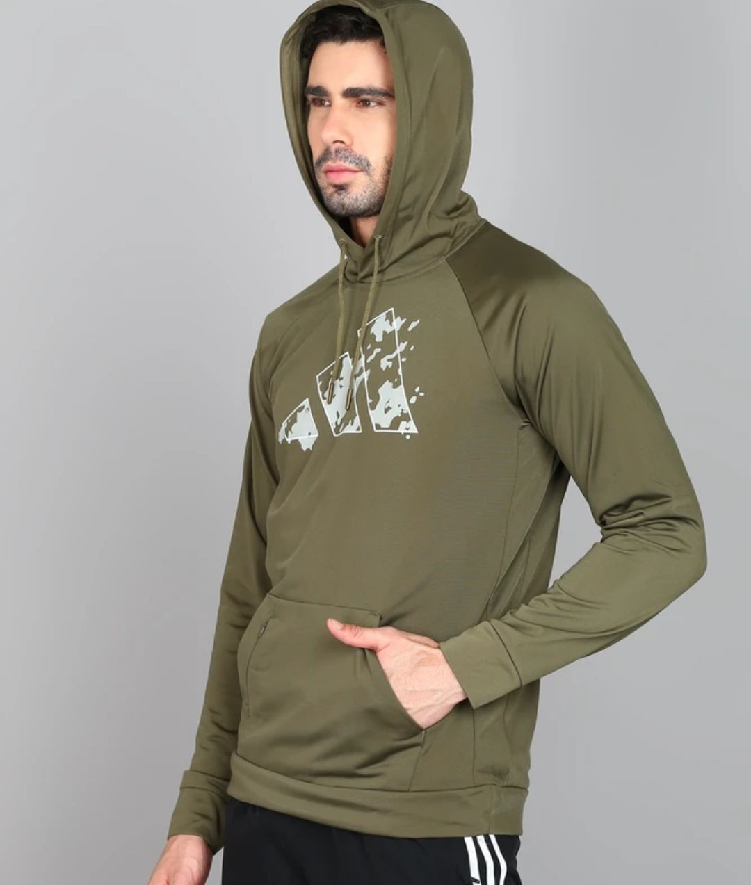 Addidas:- Men Full Sleeves Printed Hooded Sweatshirt