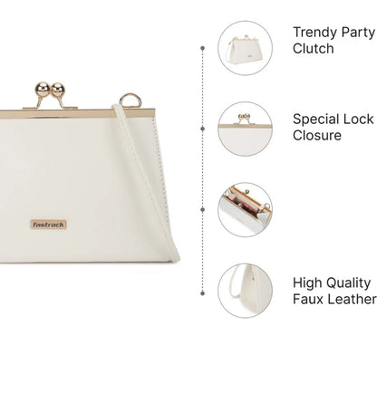FASTRACK:- Women Party White Clutch