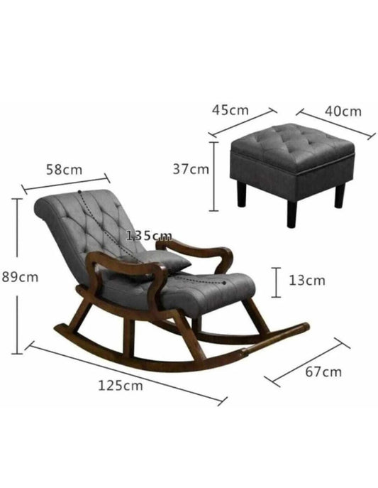 Rocker Rocking Chair with Footrest Recliner mango Wood Rocking Chair Solid Wood 1 Seater Rocking Chair ( Finish Colour- Brown,Diy)