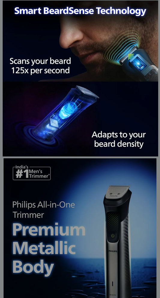 Philips No.1 Men's Trimmer|Pro Beardsense Technology ( Black) 3 Years Warranty