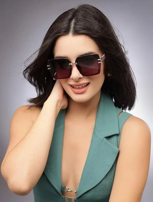 UV Protection Retro Square Sunglasses for Women ( Purple)