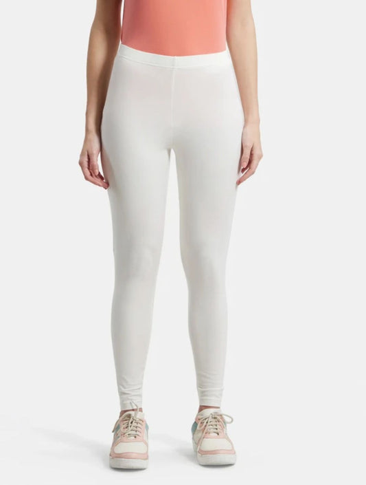 Jockey:- Ankle length Western wear Legging ( White, Solid)